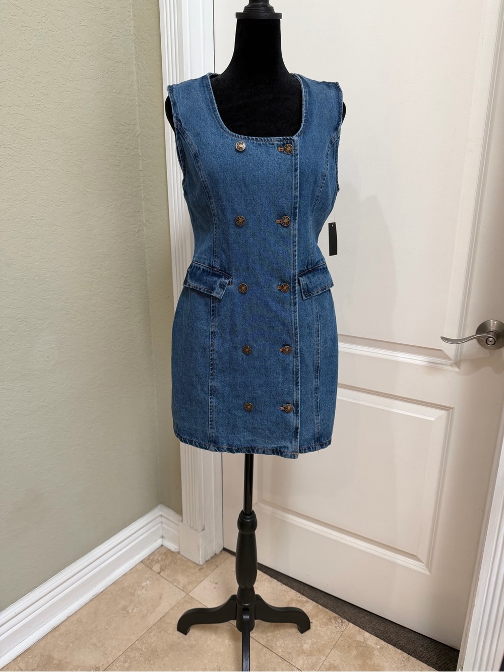 Lioness Dark Blue Double-Breasted Denim Mini Dress - Picture 2 of 4